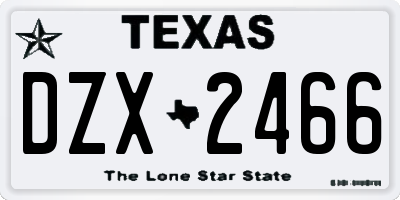TX license plate DZX2466