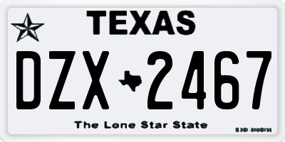 TX license plate DZX2467