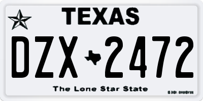 TX license plate DZX2472