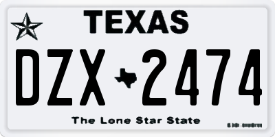 TX license plate DZX2474