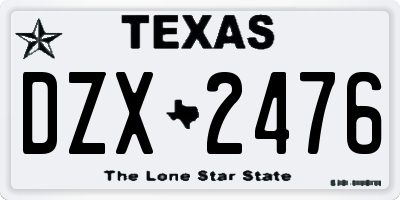 TX license plate DZX2476