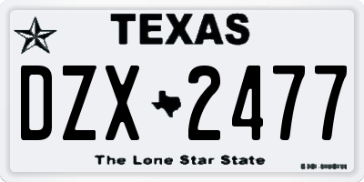 TX license plate DZX2477