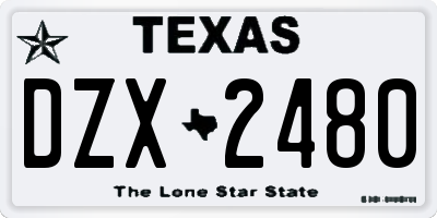 TX license plate DZX2480