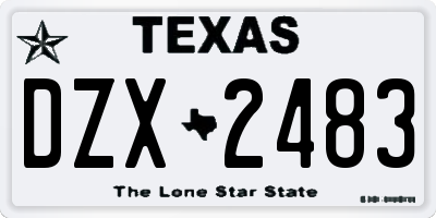 TX license plate DZX2483