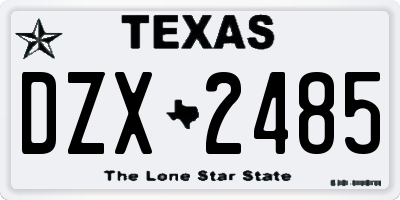 TX license plate DZX2485