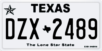 TX license plate DZX2489