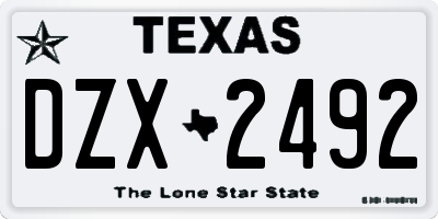 TX license plate DZX2492