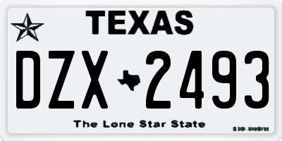 TX license plate DZX2493