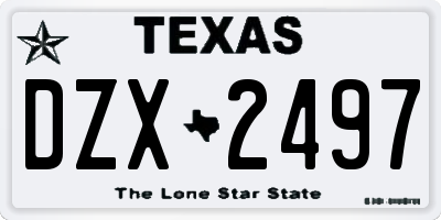 TX license plate DZX2497