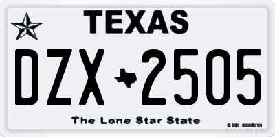 TX license plate DZX2505