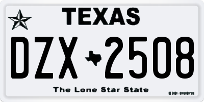 TX license plate DZX2508