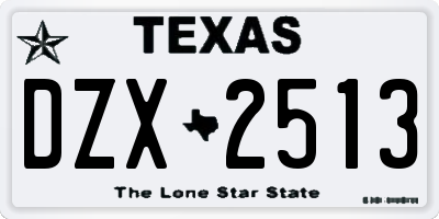 TX license plate DZX2513