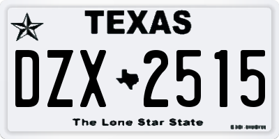 TX license plate DZX2515