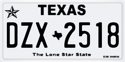 TX license plate DZX2518