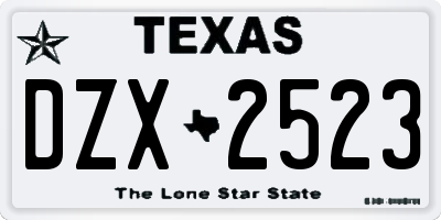 TX license plate DZX2523
