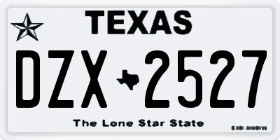 TX license plate DZX2527