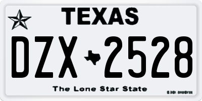 TX license plate DZX2528