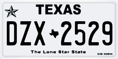 TX license plate DZX2529
