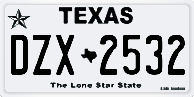 TX license plate DZX2532