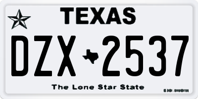 TX license plate DZX2537