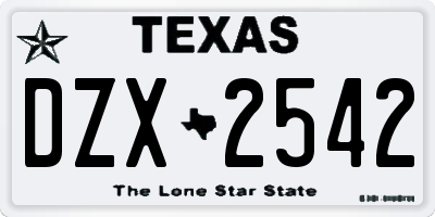 TX license plate DZX2542