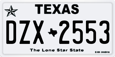 TX license plate DZX2553