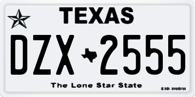 TX license plate DZX2555