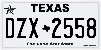 TX license plate DZX2558