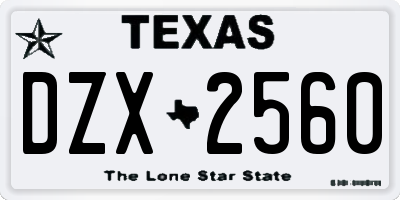 TX license plate DZX2560