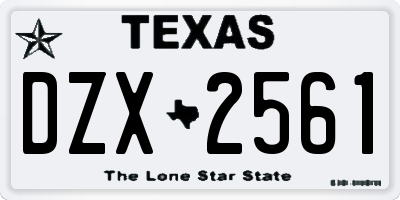 TX license plate DZX2561