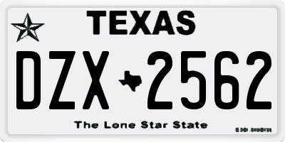 TX license plate DZX2562
