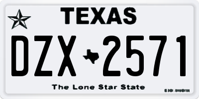 TX license plate DZX2571