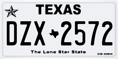 TX license plate DZX2572