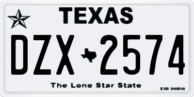 TX license plate DZX2574