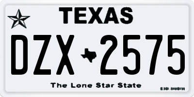 TX license plate DZX2575