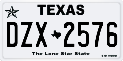 TX license plate DZX2576