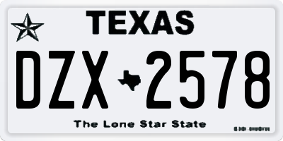 TX license plate DZX2578