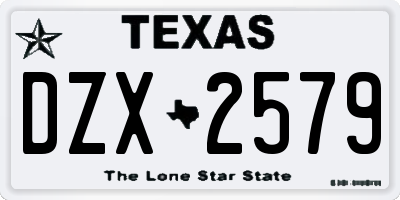 TX license plate DZX2579