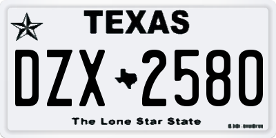 TX license plate DZX2580