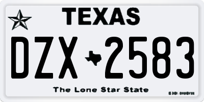 TX license plate DZX2583