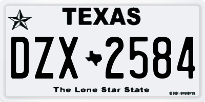 TX license plate DZX2584