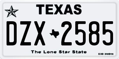 TX license plate DZX2585