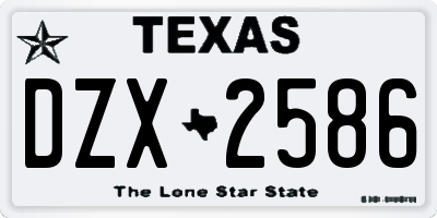 TX license plate DZX2586