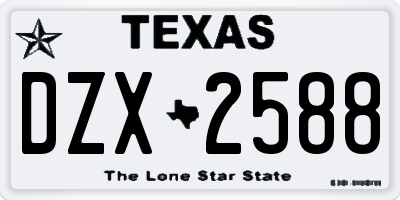 TX license plate DZX2588