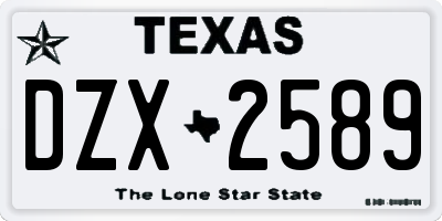 TX license plate DZX2589