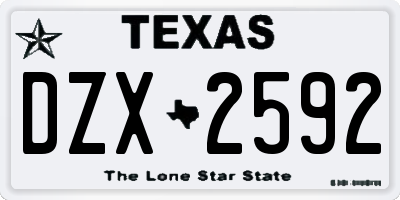 TX license plate DZX2592