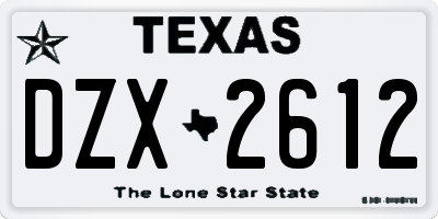 TX license plate DZX2612