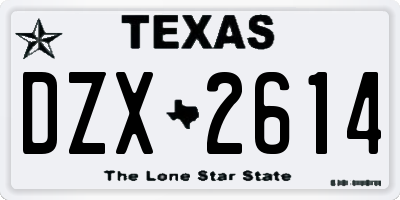 TX license plate DZX2614