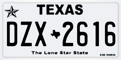TX license plate DZX2616