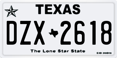 TX license plate DZX2618